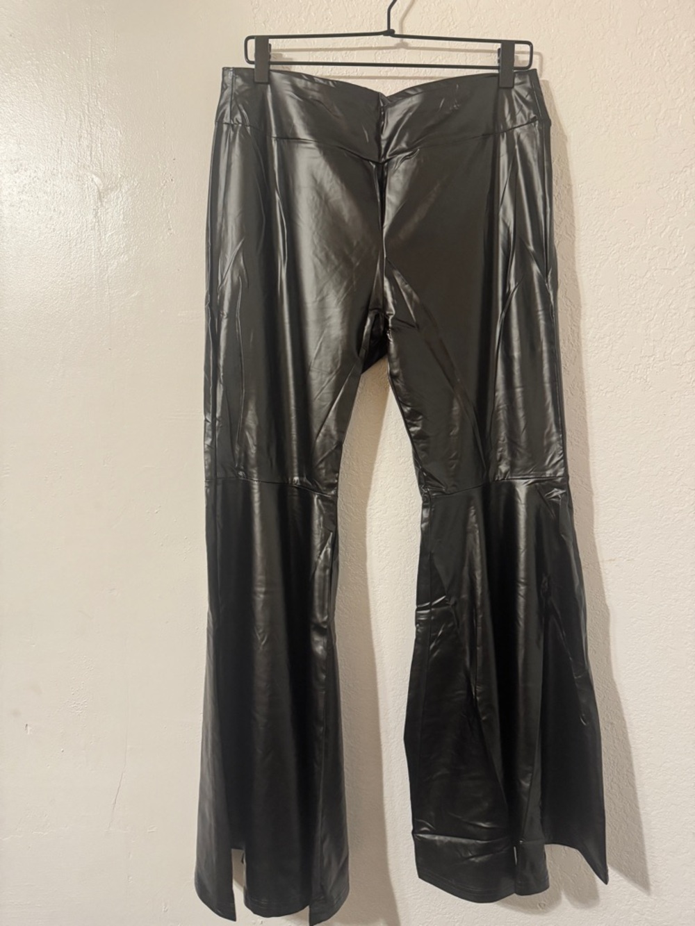 Leather leggings flare pants size XL - Picture 3 of 10